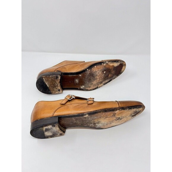 Massimo Matteo Mens Shoes Brown Leather Double Monk Strap Loafer Cap Toe US 12 M - Picture 10 of 12